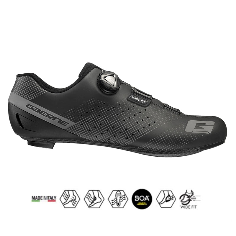 Gaerne G.Tornado Carbon 8.0 Road Cykelsko Wide Fit Mat Sort