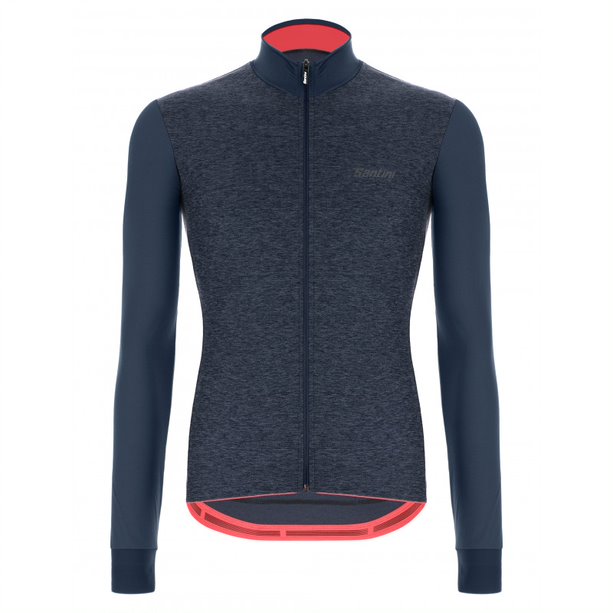 Santini Colore Puro LS Jersey Herre Blu