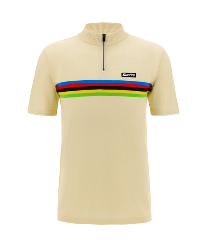 Santini UCI VM Polo T-Shirt Beige